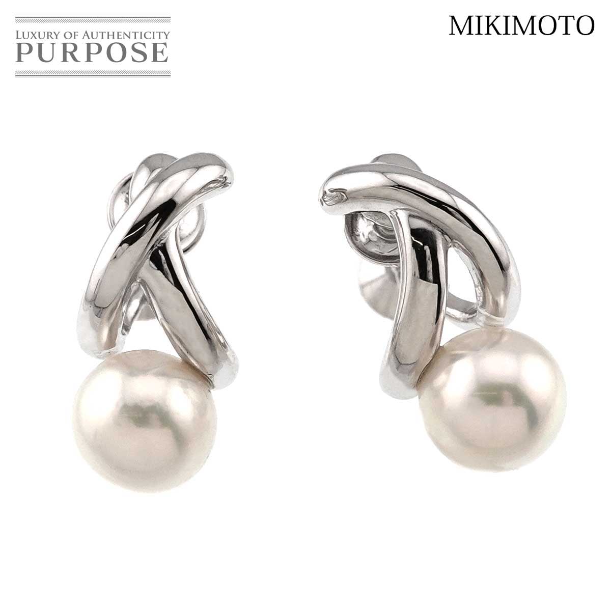 MIKIMOTO アコヤ真珠 7.1mm イヤリング K18 WG ホワイトゴールド 750 パール Akoya Pearl Earrings ミキモト 90311777