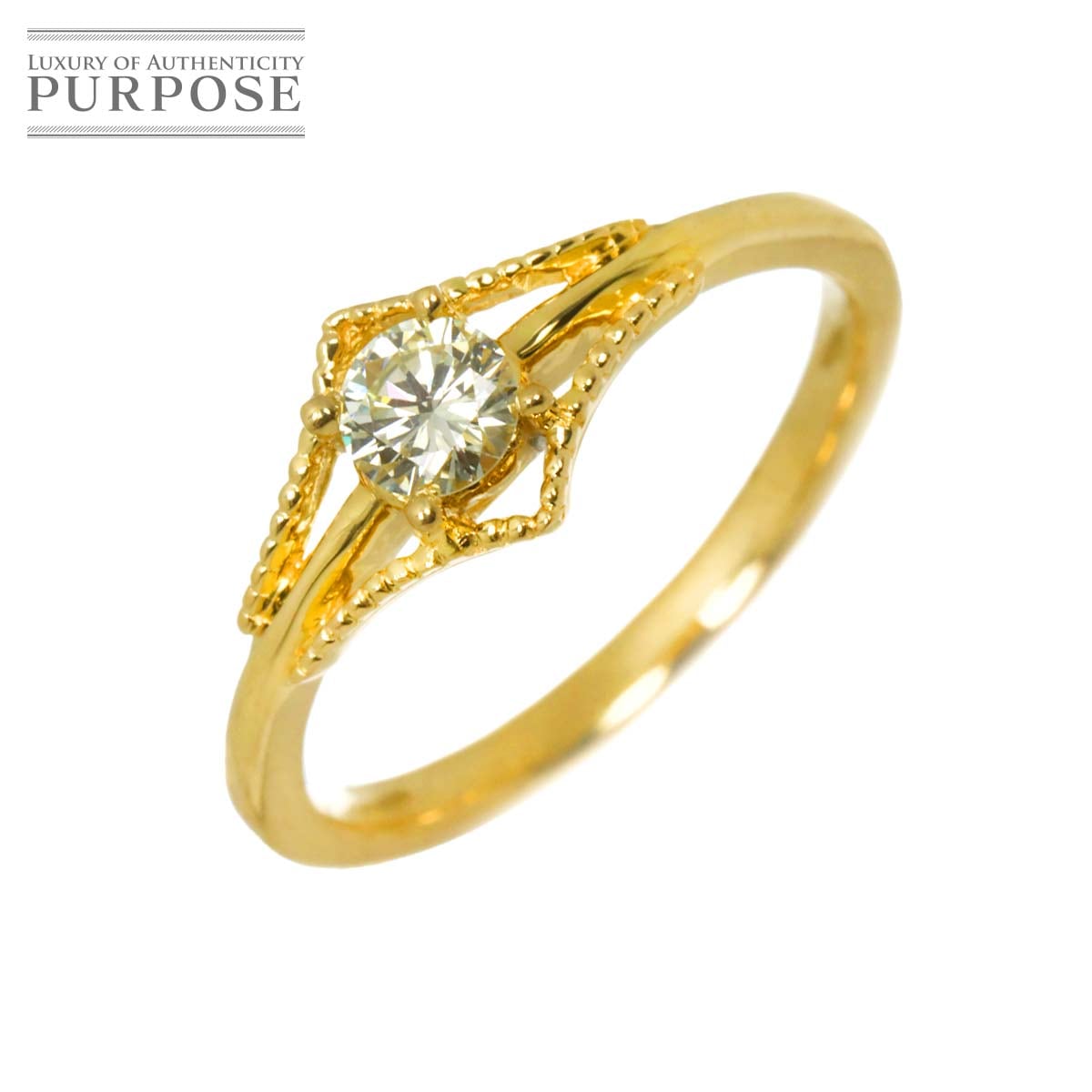 リング 12号 ダイヤ 0.25ct K18 YG イエローゴールド 750 指輪 Diamond Ring 90339017