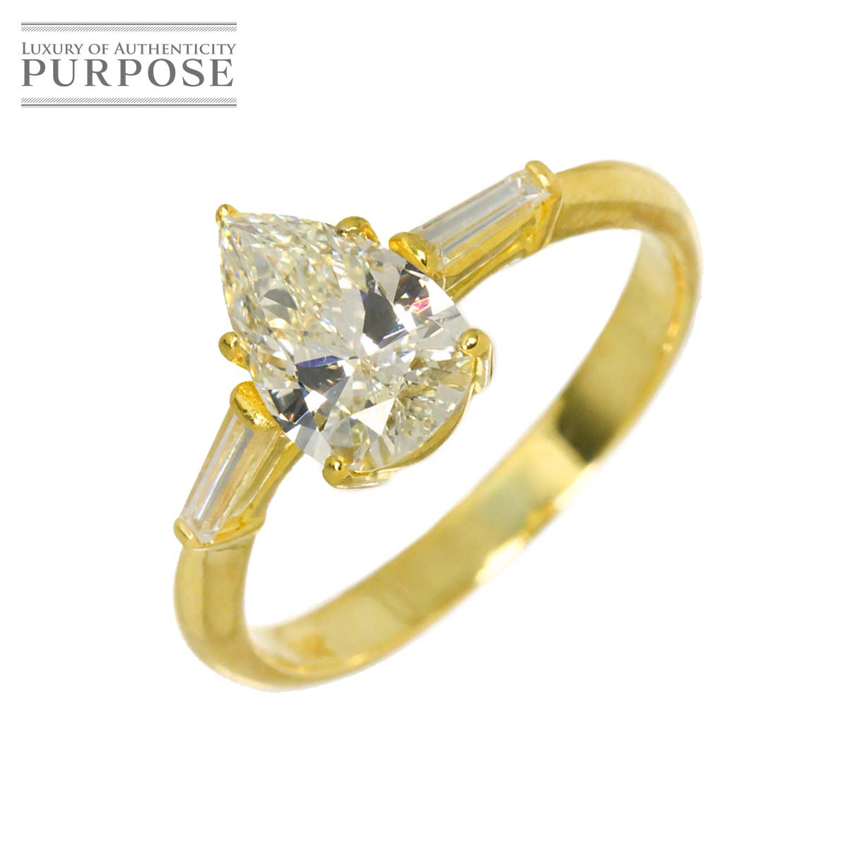 リング 10号 ダイヤ 1.01ct/0.16ct K18 YG イエローゴールド 750 指輪 Diamond Ring 90339808