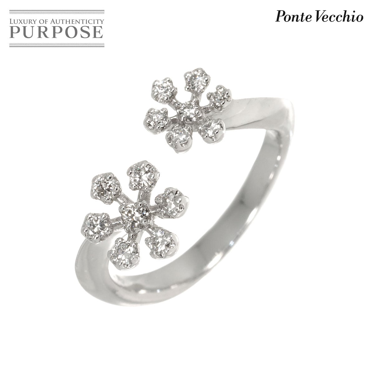 Ponte Vecchio 7号 リング ダイヤ 0.18ct K18 WG ホワイトゴールド 750 花 指輪 Diamond Ring ポンテヴェキオ 90332191