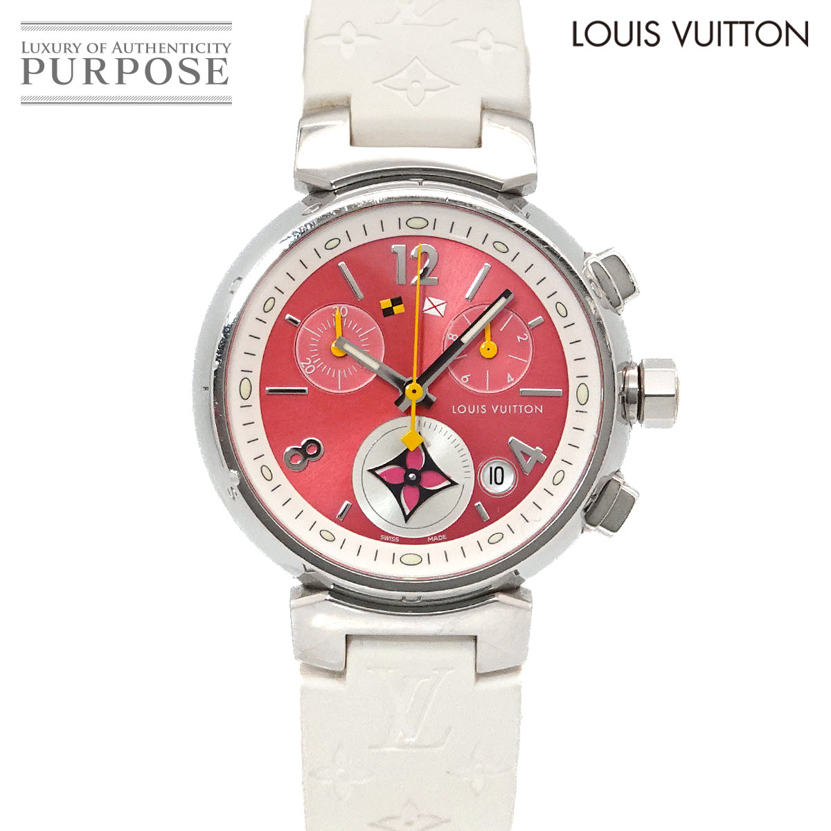 LOUIS VUITTON タンブール ラブリーカップ Q1G03 クロノグラフ デイト ピンク レディース 腕時計 クォーツ ウォッチ Tambour ルイ ヴィトン 90340980