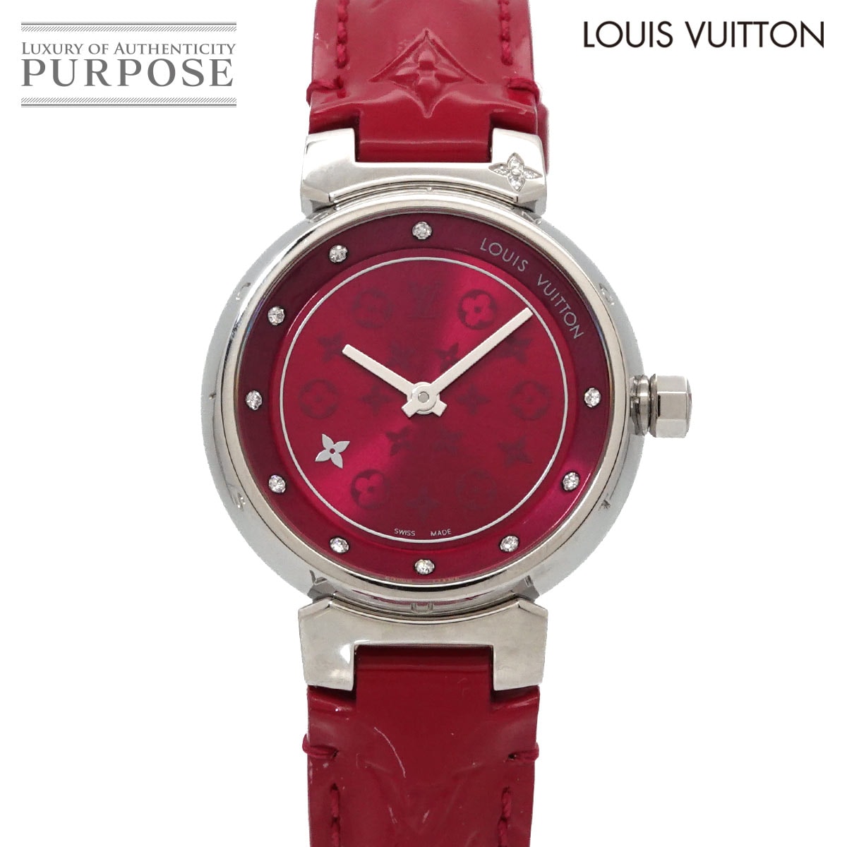 LOUIS VUITTON タンブール ディスク PM Q12MC 10P ダイヤレディース 腕時計 ピンク クォーツ ウォッチ Tambour ルイ ヴィトン 90340985