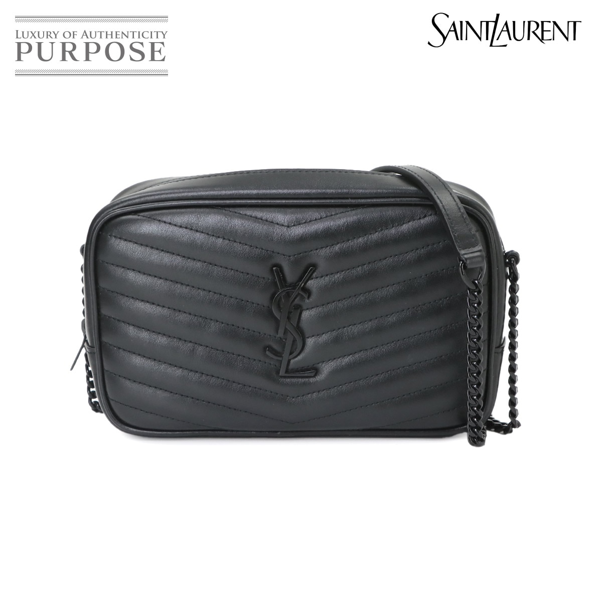 SAINT LAURENT ルー チェーン ショルダー バッグ レザー ブラック 748849 ブラック 金具 Lou Shoulder Bag サンローラン 90335479