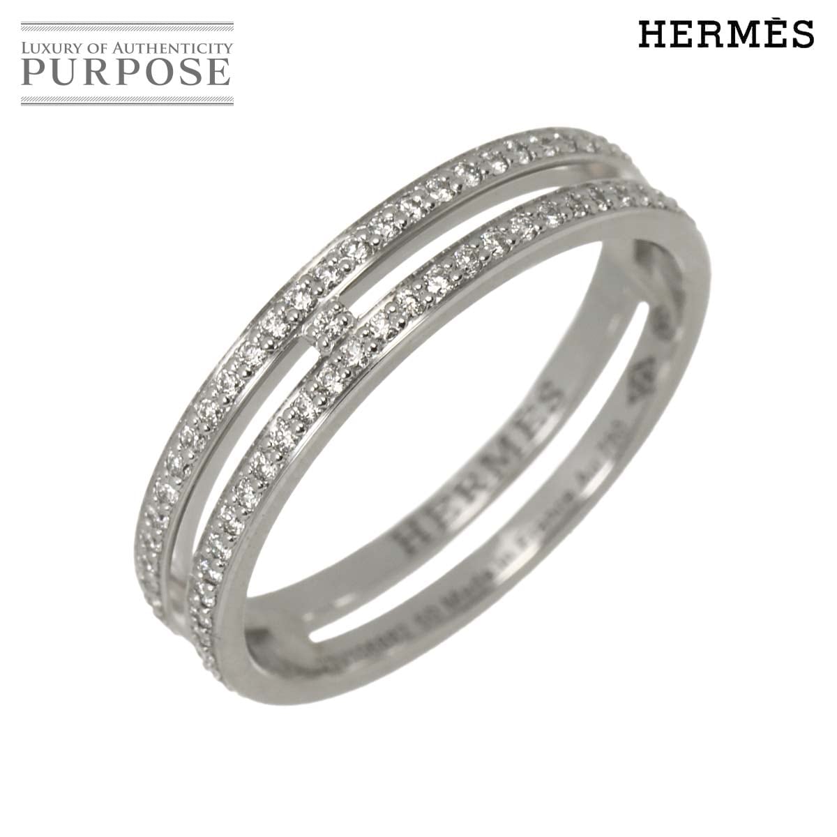 HERMES アリアンヌ PM #50 リング フル ダイヤ K18 WG ホワイトゴールド 750 指輪 Alianne Ring エルメス 90332172