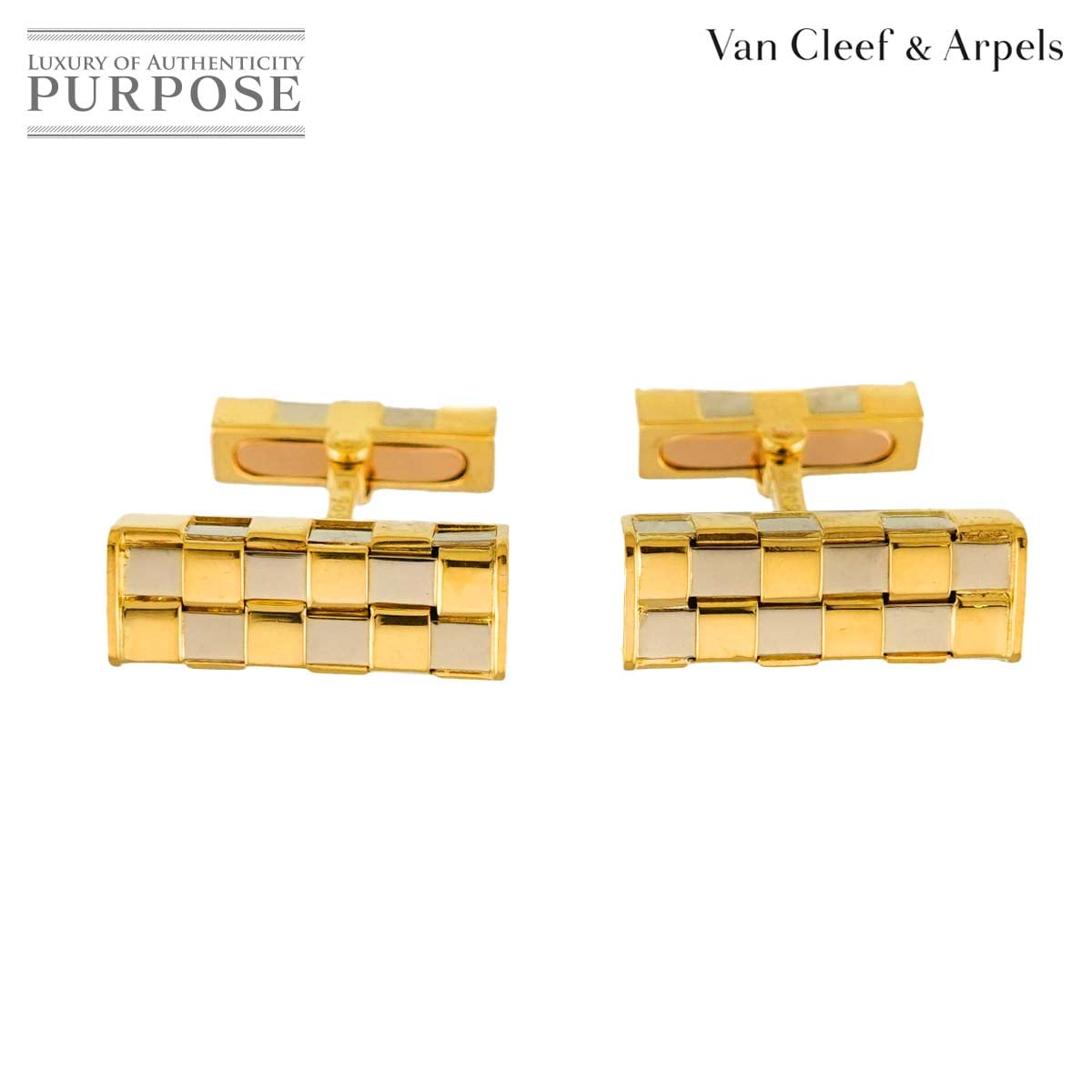 Van Cleef & Arpels カフス K18 YG WG イエロー ホワイト ゴールド 750 Cuff Links ヴァンクリーフ & アーペル 90333173