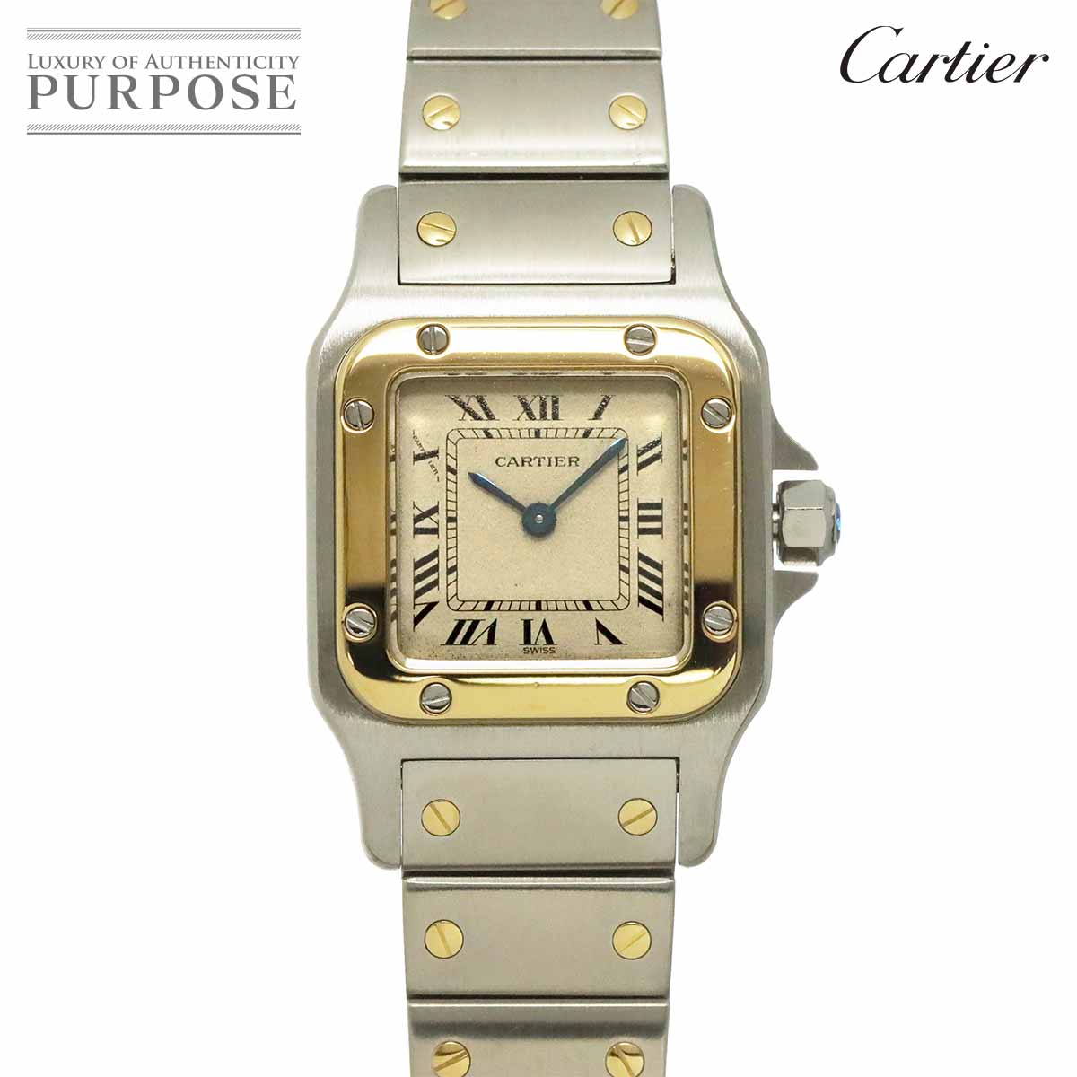 Cartier サントスガルベSM W20012C4 コンビ レディース 腕時計 アイボリー K18YG イエローゴールド クォーツ ウォッチ Santos Galbee カルティエ 90333690