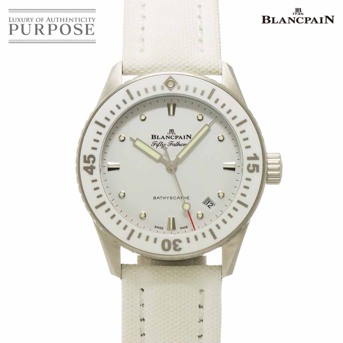 BLANCPAIN フィフティファゾムス バチスカーフ 5100 1127 W52A ボーイズ 腕時計 デイト ホワイト オートマ Fifty Fathoms ブランパン 90340298