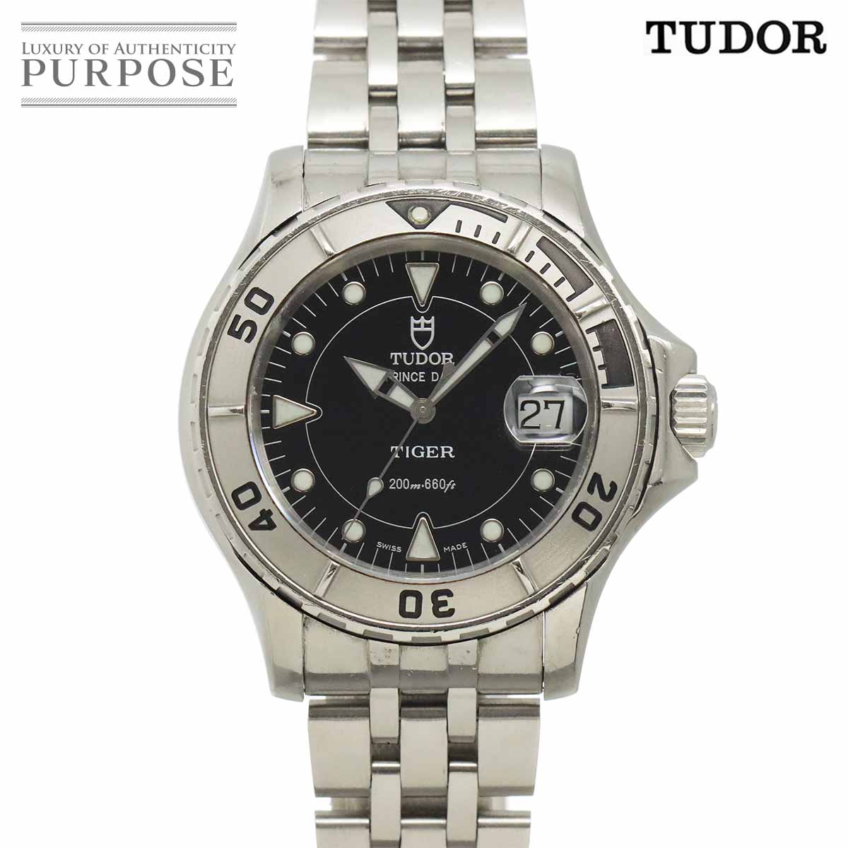 TUDOR ハイドロノート 89190 メンズ 腕時計 デイト ブラック オートマ 自動巻き ウォッチ Hydronaut チューダー チュードル 90341573