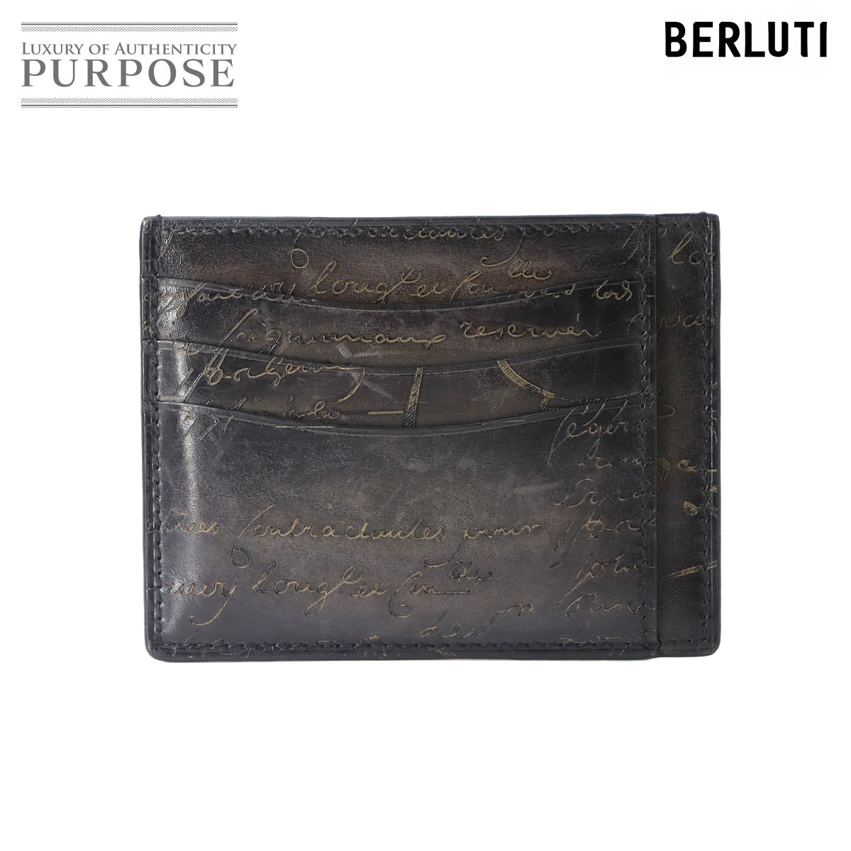 Berluti カリグラフィ バンブー テトリス カードケース 名刺入れ ヴェネチアレザー ブラック Bambou Tetris Card case ベルルッティ 90337974