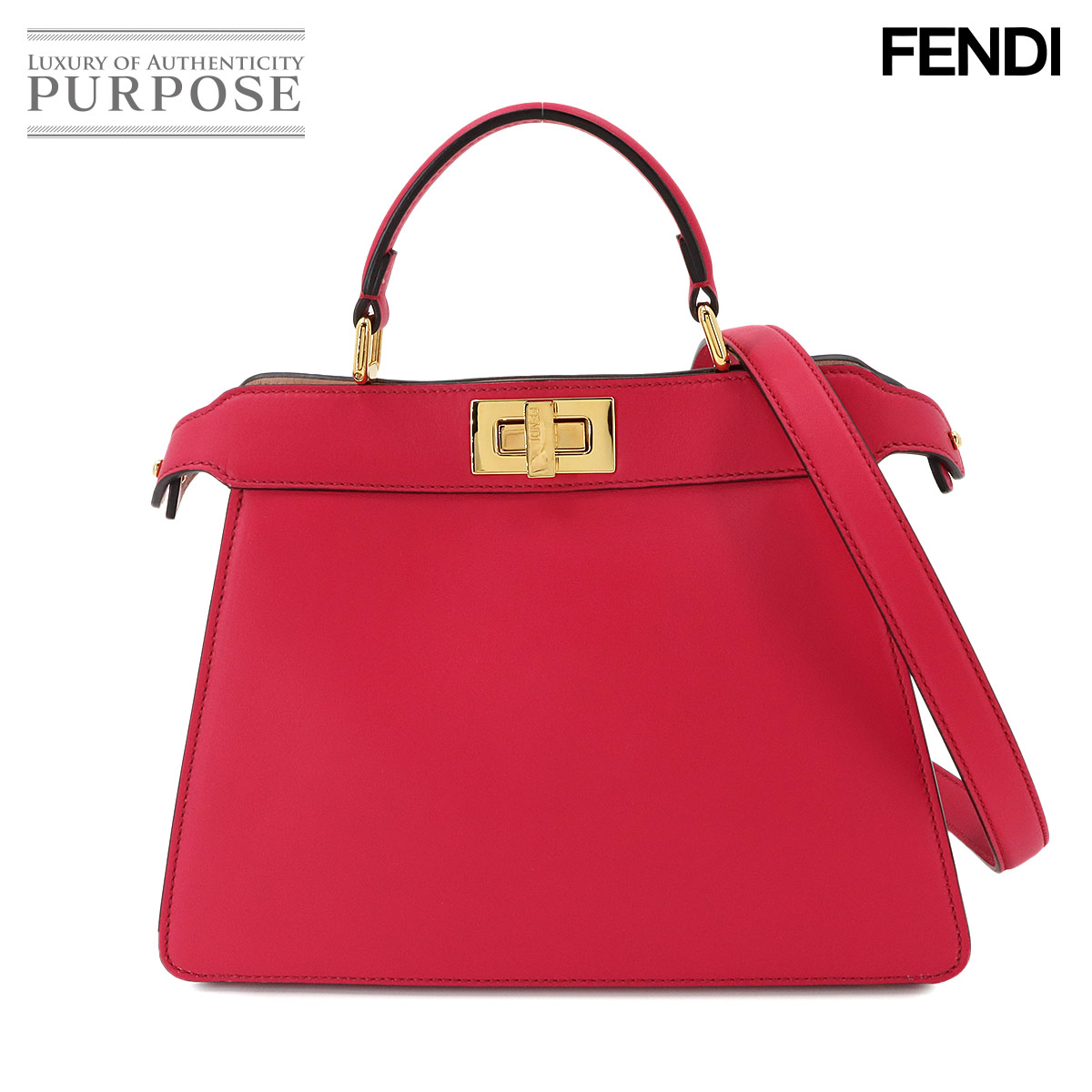FENDI ピーカブー アイシーユー スモール 2way ハンド ショルダー バッグ レザー ピンク 8BN327 Peekaboo Iseeu Small フェンディ 90337997