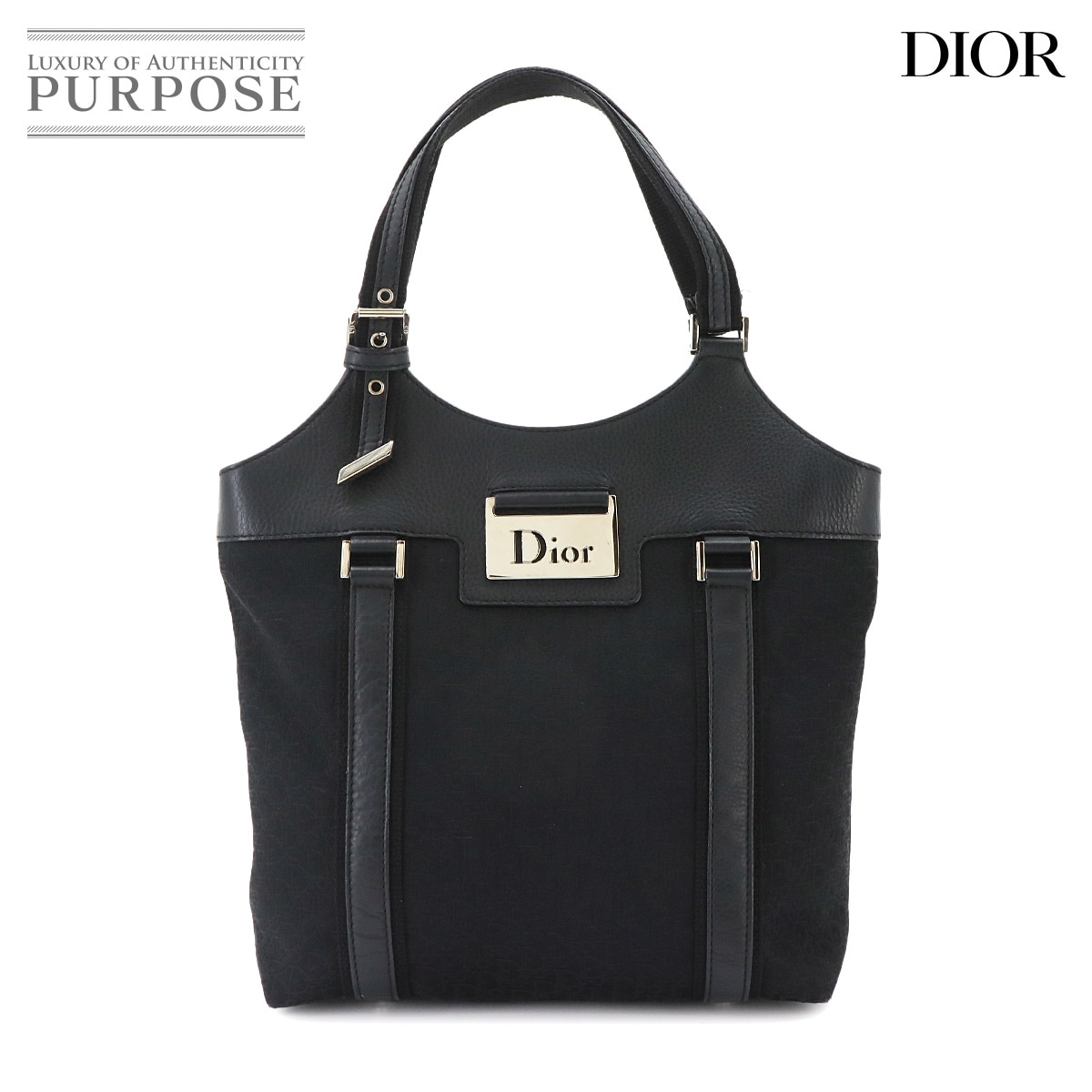 Christian Dior トロッター ストリートシック トート バッグ キャンバス レザー ブラック Street Chic Tote Bag クリスチャン ディオール 90340062