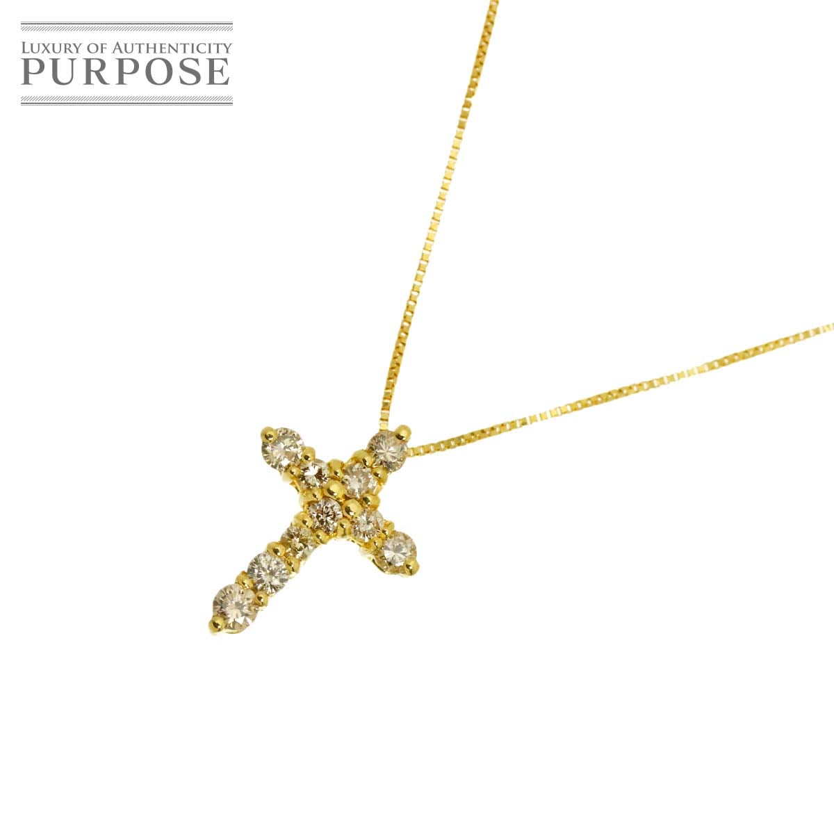 ダイヤ 0.30ct ネックレス 41cm K18 YG イエローゴールド 750 Diamond Necklace 90342196