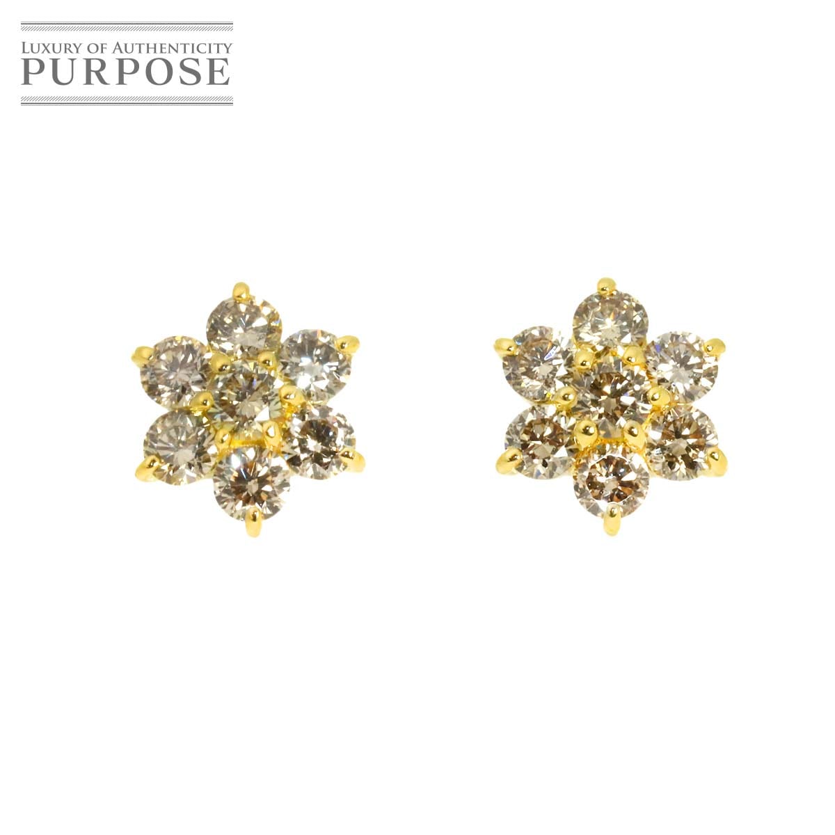 ダイヤ 0.35ct/0.35ct ピアス K18 YG イエローゴールド 750 Diamond Earrings Pierced 90342201