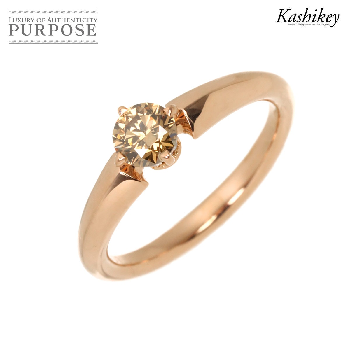 KASHIKEY 10号 リング ブラウン ダイヤ 0.38ct/0.01ct K18 PG ピンクゴールド 750 Diamond Ring カシケイ 柏圭 90334523