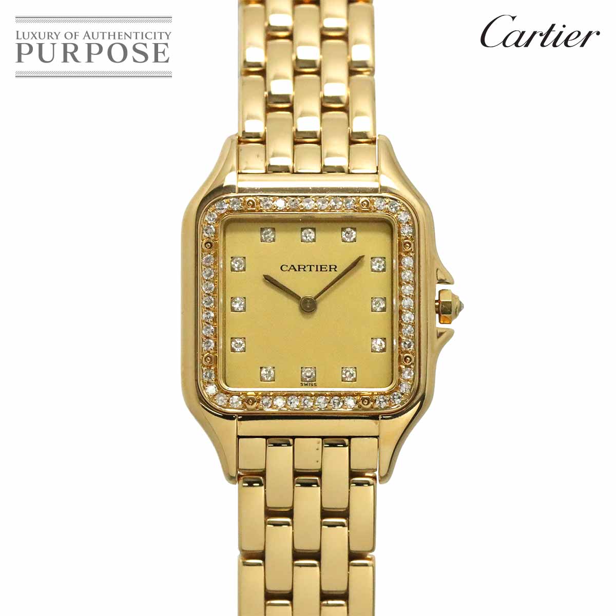 Cartier パンテール LM WF4028B9 ヴィンテージ メンズ 腕時計 12P ダイヤ ゴールド K18YG 金無垢 クォーツ ウォッチ Phantere カルティエ 90331920