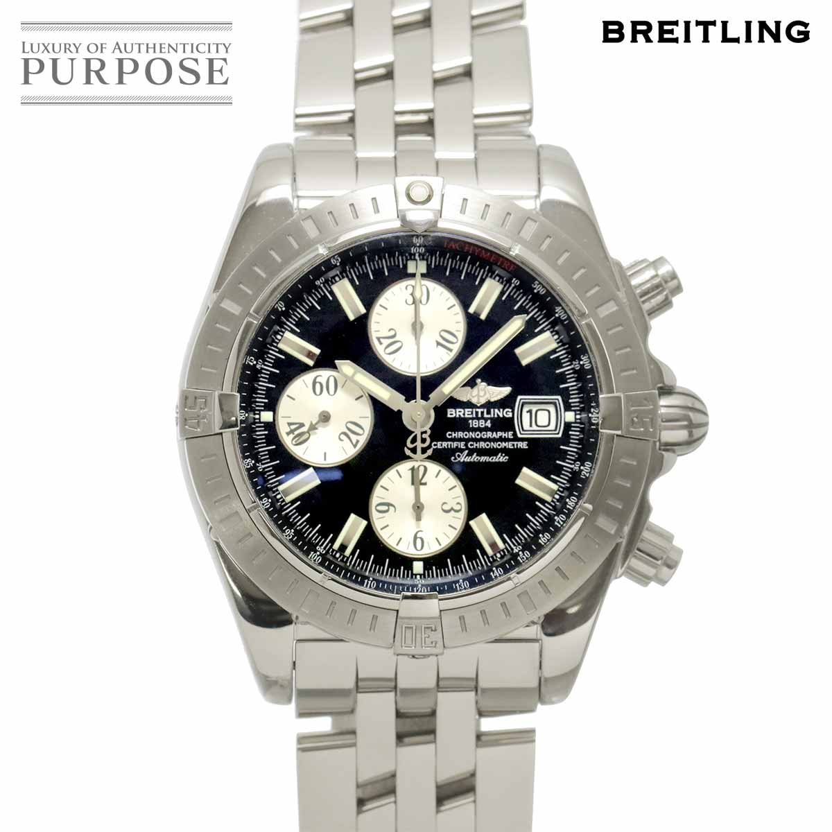 BREITLING クロノマット エボリューション A13356 メンズ 腕時計 デイト ブラック オートマ 自動巻き ウォッチ Chronomat ブライトリング 90334396