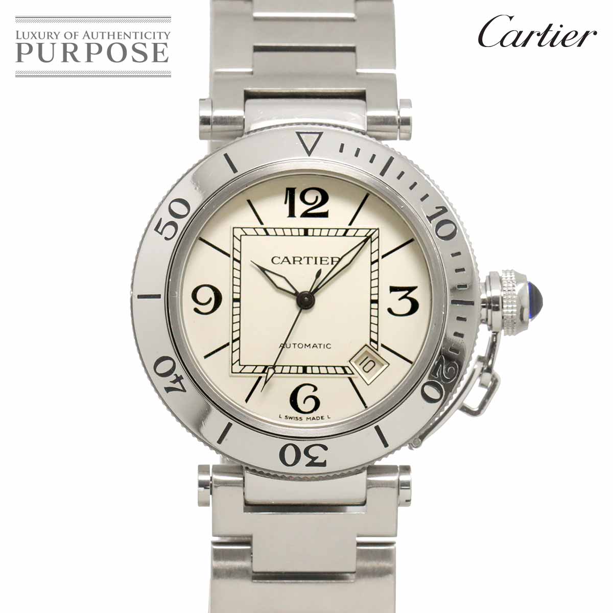 Cartier パシャ シータイマー W31080M7 メンズ 腕時計 デイト シルバー オートマ 自動巻き ウォッチ カルティエ 90338864