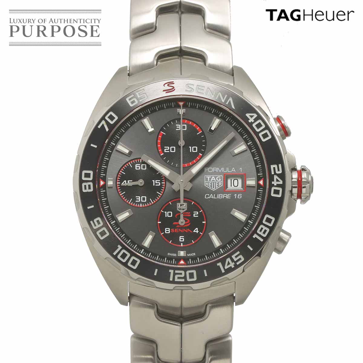 TAG Heuer フォーミュラ1 アイルトンセナスペシャルエディション CAZ201D キャリバー16 クロノグラフ メンズ 腕時計 デイト グレー オートマ 自動巻き ウォッチ Formula1 タグホイヤー 90341574