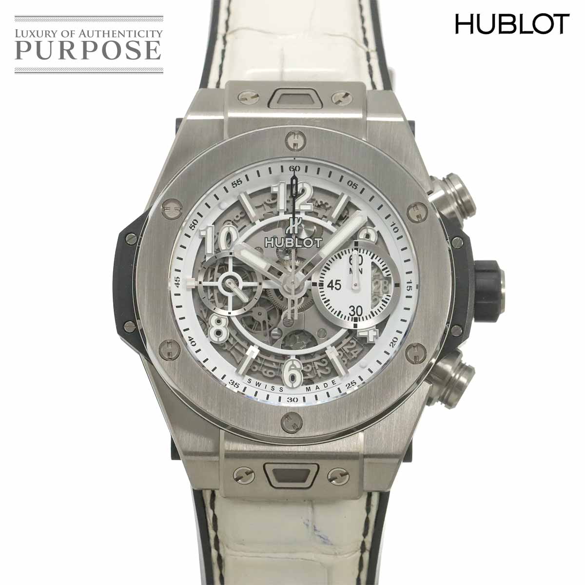 HUBLOT ビッグバン ウニコ ブラック＆ホワイト 411 NE 2010 LR JSM15 デイト メンズ 腕時計 日本限定モデル オートマ 自動巻き ウォッチ Big Bang ウブロ 90341577