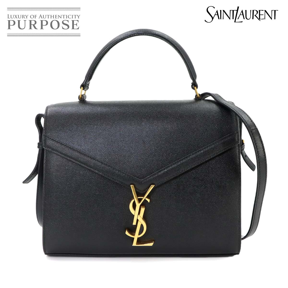 SAINT LAURENT カサンドラ トップハンドル ミディアム 2way ハンド ショルダー バッグ レザー ブラック 623931 サンローラン 90339994