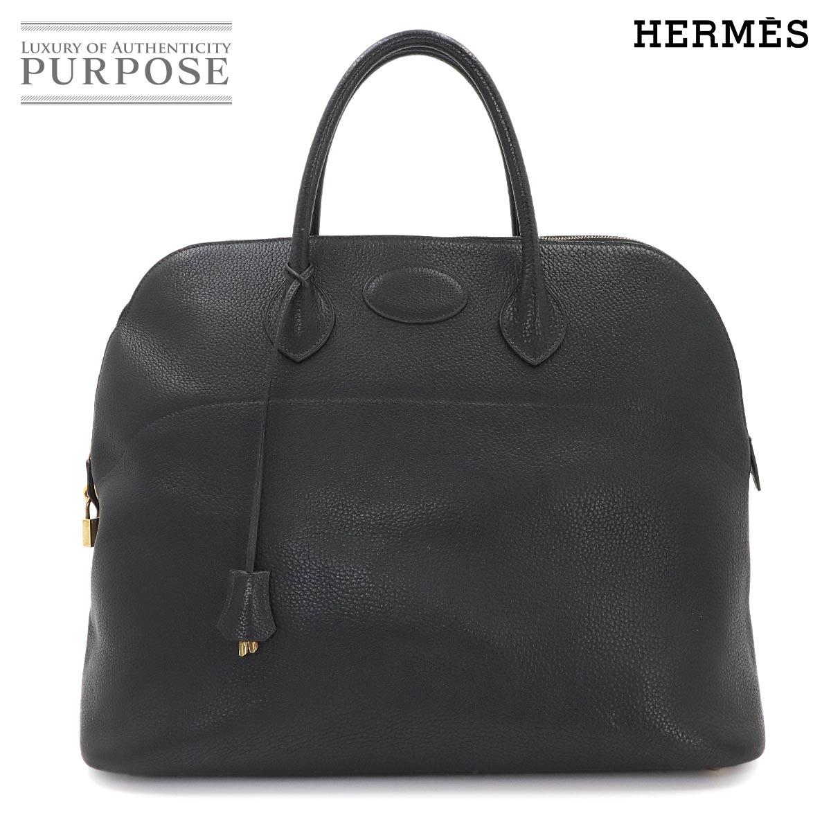 HERMES ボリード 45 ハンド バッグ フィヨルド ブラック 〇X刻印 1994年製 ヴィンテージ ゴールド 金具 Bolide 45 エルメス 90340874