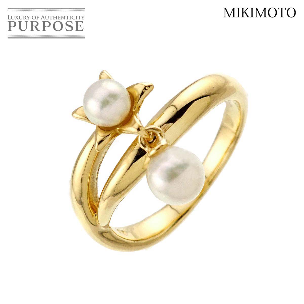 MIKIMOTO ペルリータ アコヤ真珠 4.6-3.8mm リング 7号 K18 YG イエローゴールド 750 パール 指輪 Akoya Pearl Ring ミキモト 90313768