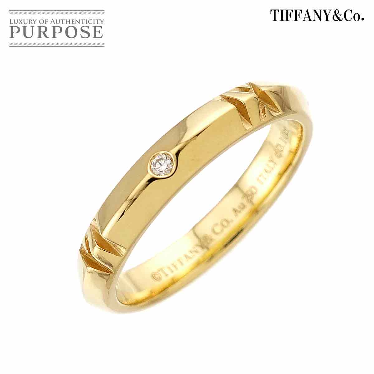 TIFFANY&CO. アトラス Xクローズド ナロー 28号 リング ダイヤ 0.10ct K18 YG イエローゴールド 750 指輪 Atlas Ring ティファニー 90313780