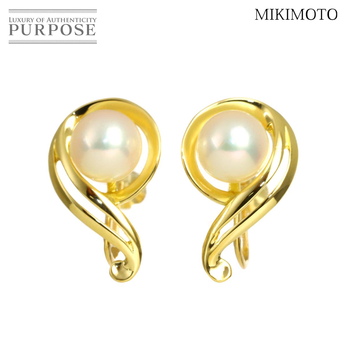 MIKIMOTO アコヤ真珠 7.2mm イヤリング K18 YG イエローゴールド 750 パール Earrings ミキモト 90328743