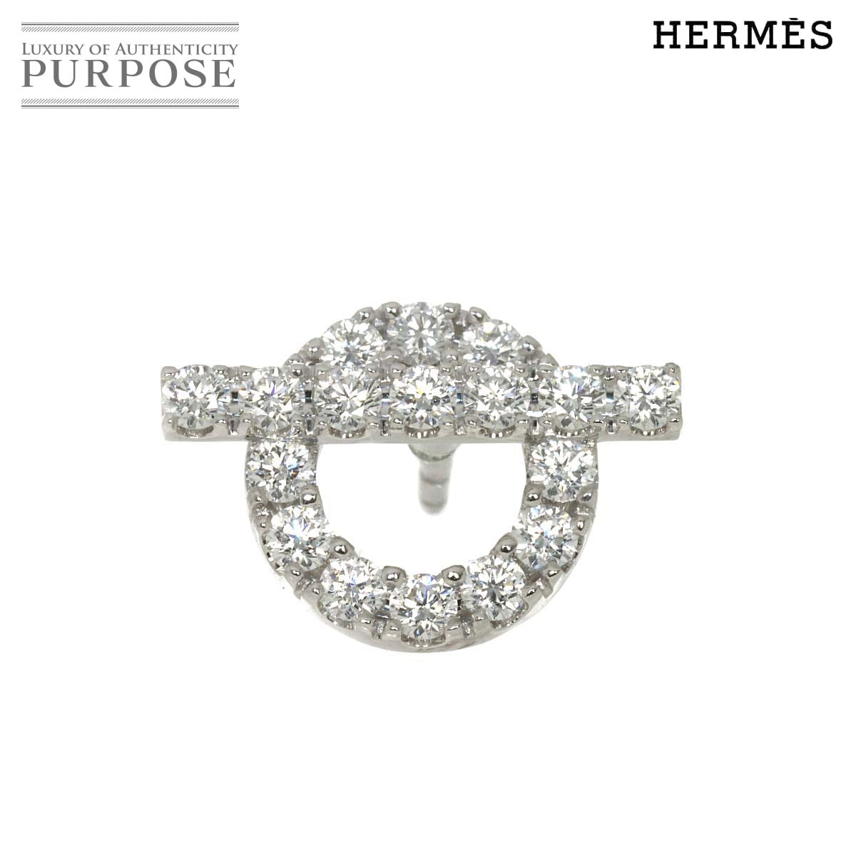 HERMES フィネス ダイヤ 0.92ct ピアス K18 WG ホワイトゴールド 750 片方のみ 片耳 Earring Pierced エルメス 90334860