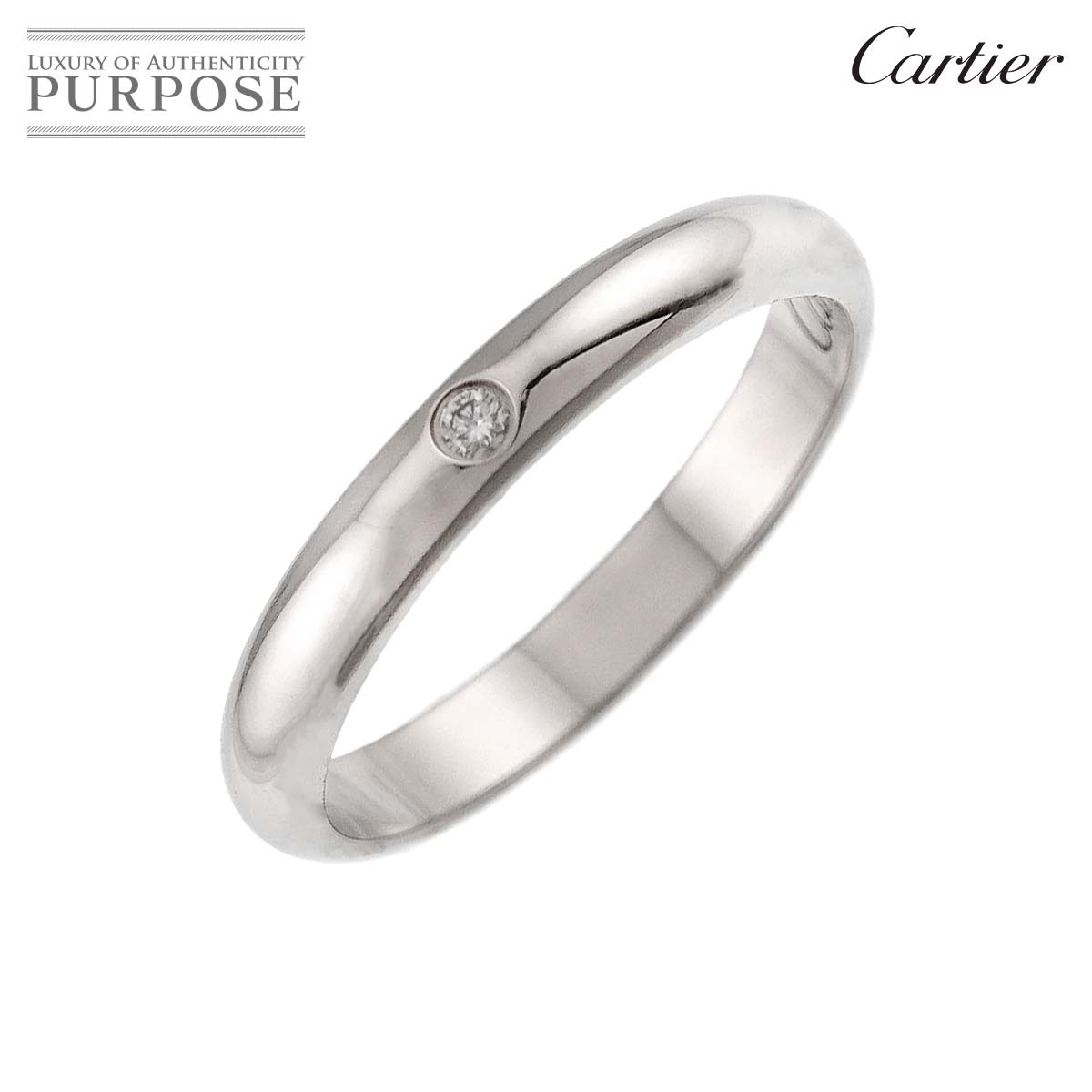 Cartier 1895 クラシック #46 リング ダイヤ 1P Pt 幅2.5mm プラチナ 指輪 Classic Ring【証明書付き】 カルティエ 90340122