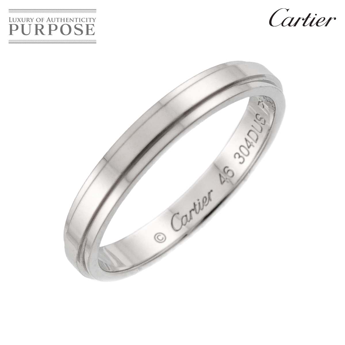Cartier ダムール #46 リング 幅2.5mm Pt プラチナ 指輪 d Amour Ring【証明書付き】カルティエ 90340125