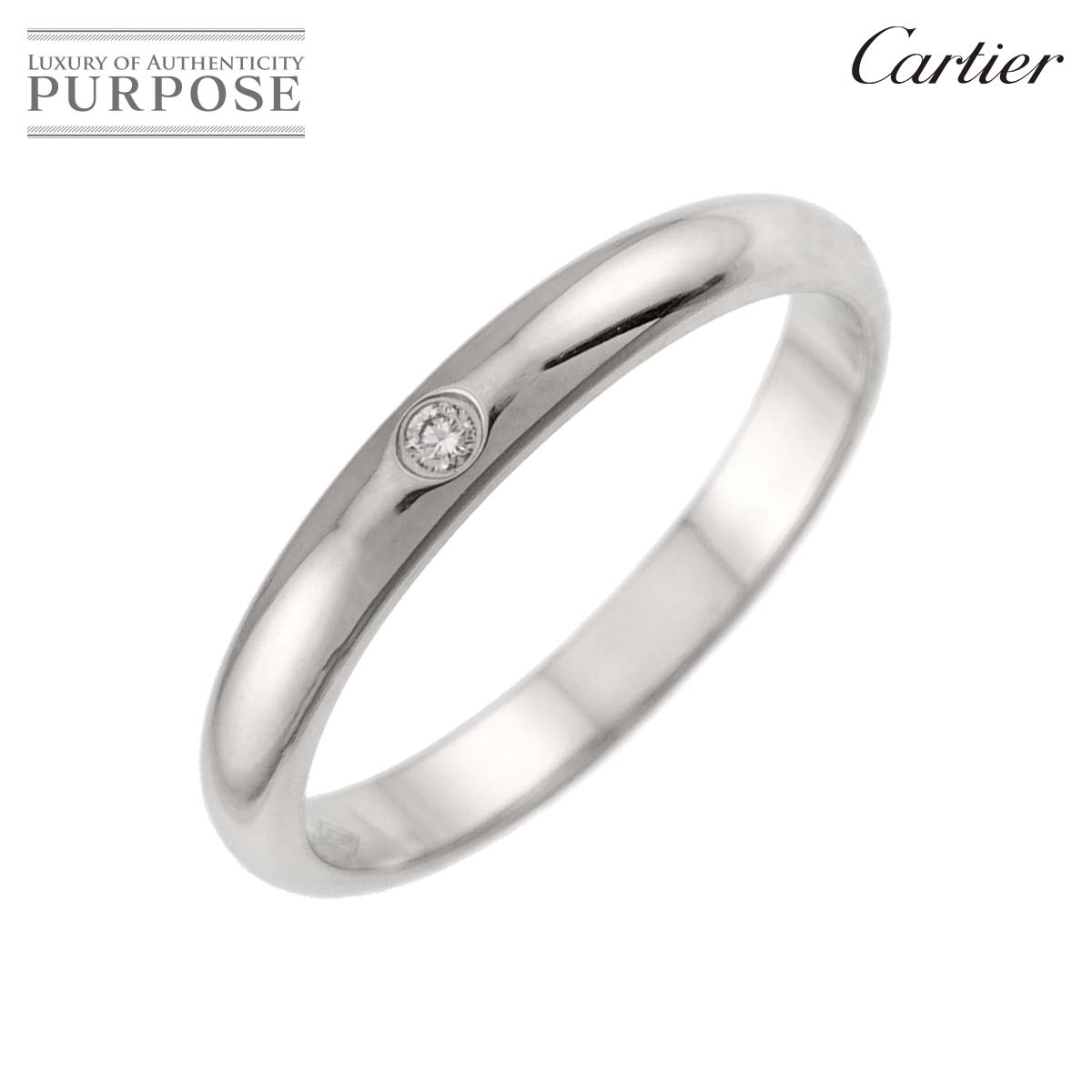 Cartier 1895 クラシック #49 リング ダイヤ 1P Pt 幅2.5mm プラチナ 指輪 Classic Ring【証明書付き】カルティエ 90340126