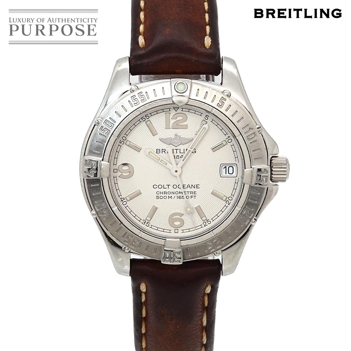 BREITLING コルトオーシャン A77350 レディース 腕時計 デイト シルバー クォーツ ウォッチ Colt ブライトリング 90336138