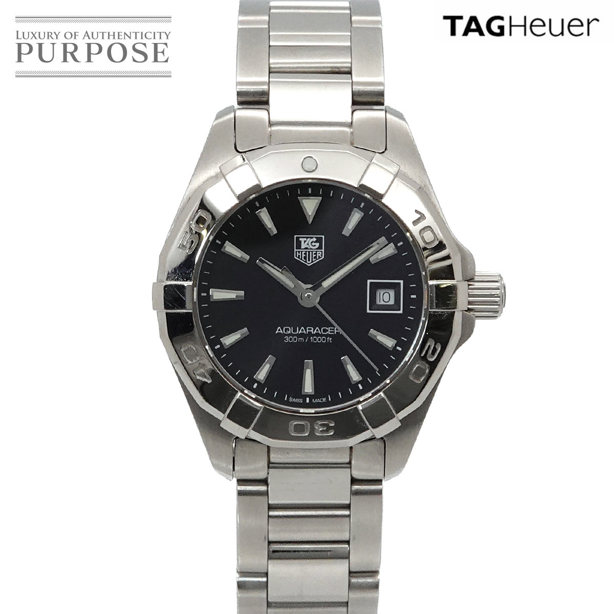 TAG Heuer アクアレーサー 300m WAY1410 レディース 腕時計 デイト ブラック クォーツ Aquaracer タグホイヤー 90338860