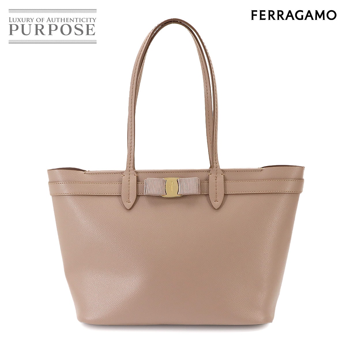 Salvatore Ferragamo ヴァラリボン トート バッグ レザー ピンク 21 1082 ゴールド 金具 Tote Bag サルヴァトーレ フェラガモ 90340047