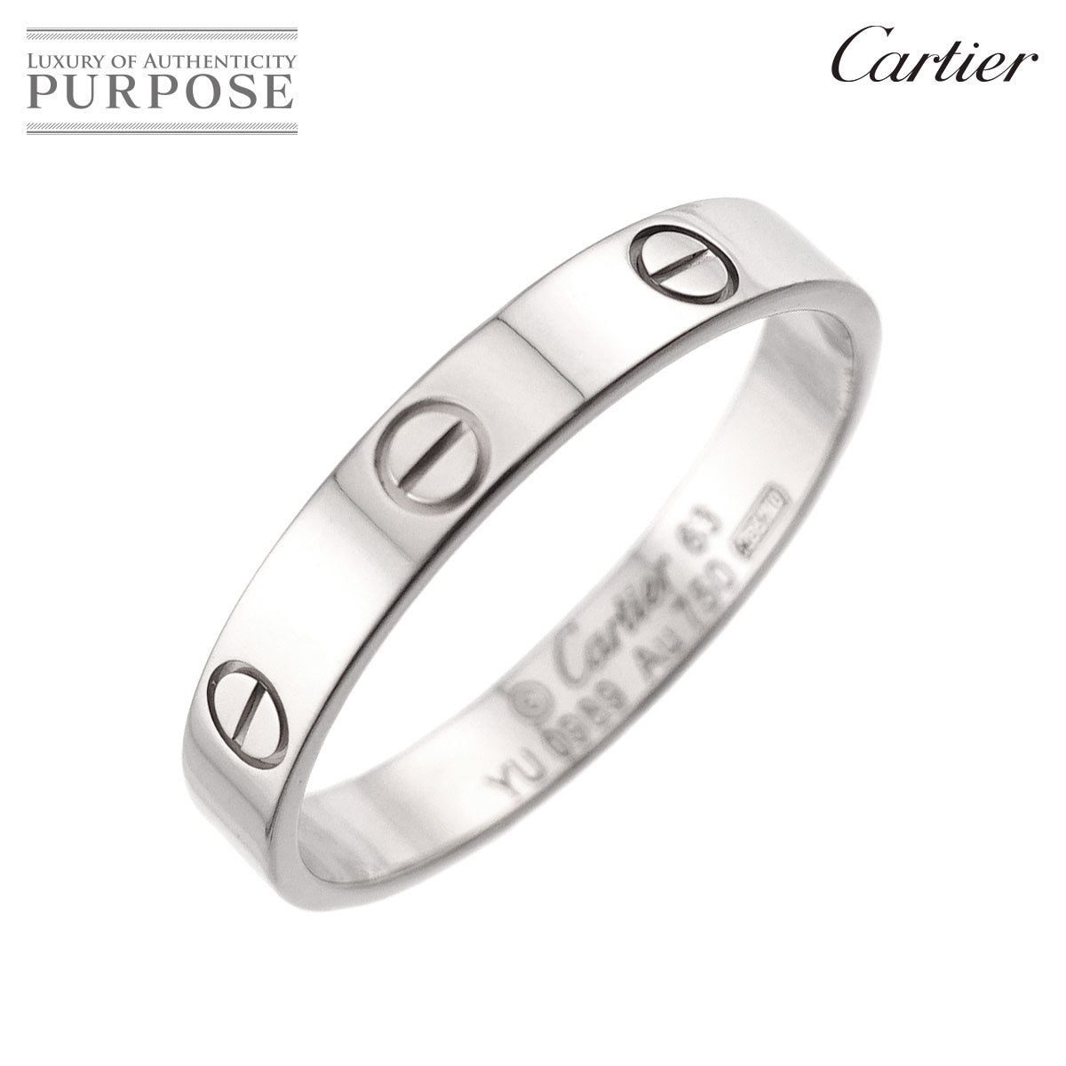 Cartier ミニラブ #63 リング K18 WG ホワイトゴールド 750 指輪 Mini Love Ring【証明書付き】カルティエ 90337078