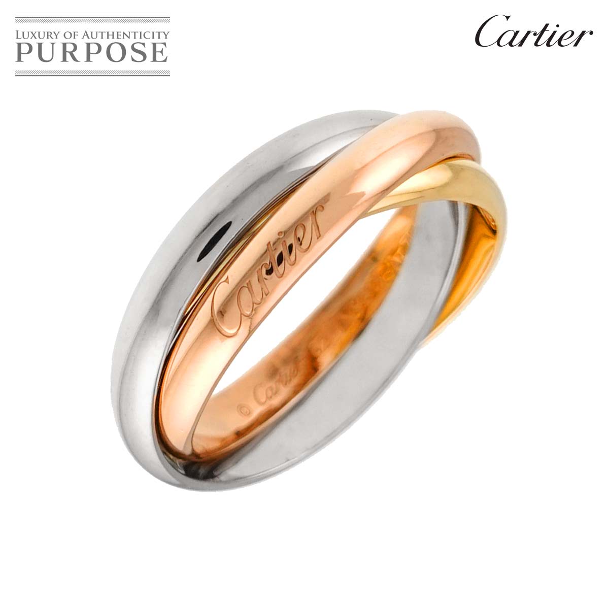 Cartier トリニティ MM #62 リング K18 YG WG PG 3連 スリーゴールド スリーカラー 750 指輪 Trinity Ring【証明書付き】 カルティエ 90339355