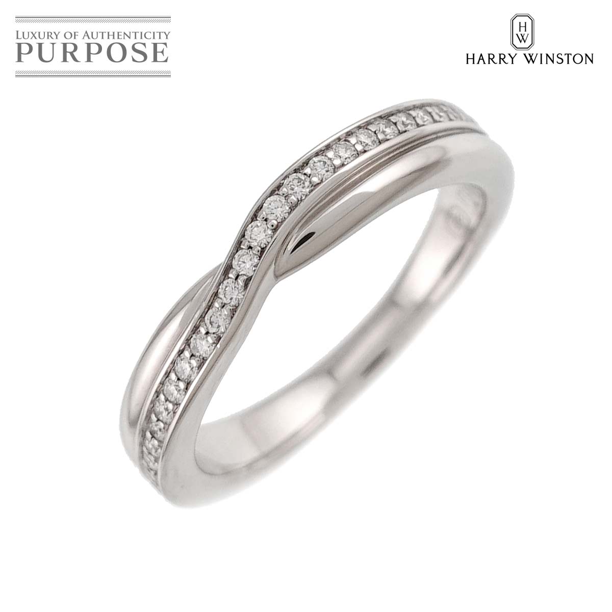 HARRY WINSTON トリスト ワンロウ バンド 7.5号 リング ダイヤ Pt プラチナ 指輪 Diamond Ring【証明書付き】 ハリーウィンストン 90339745