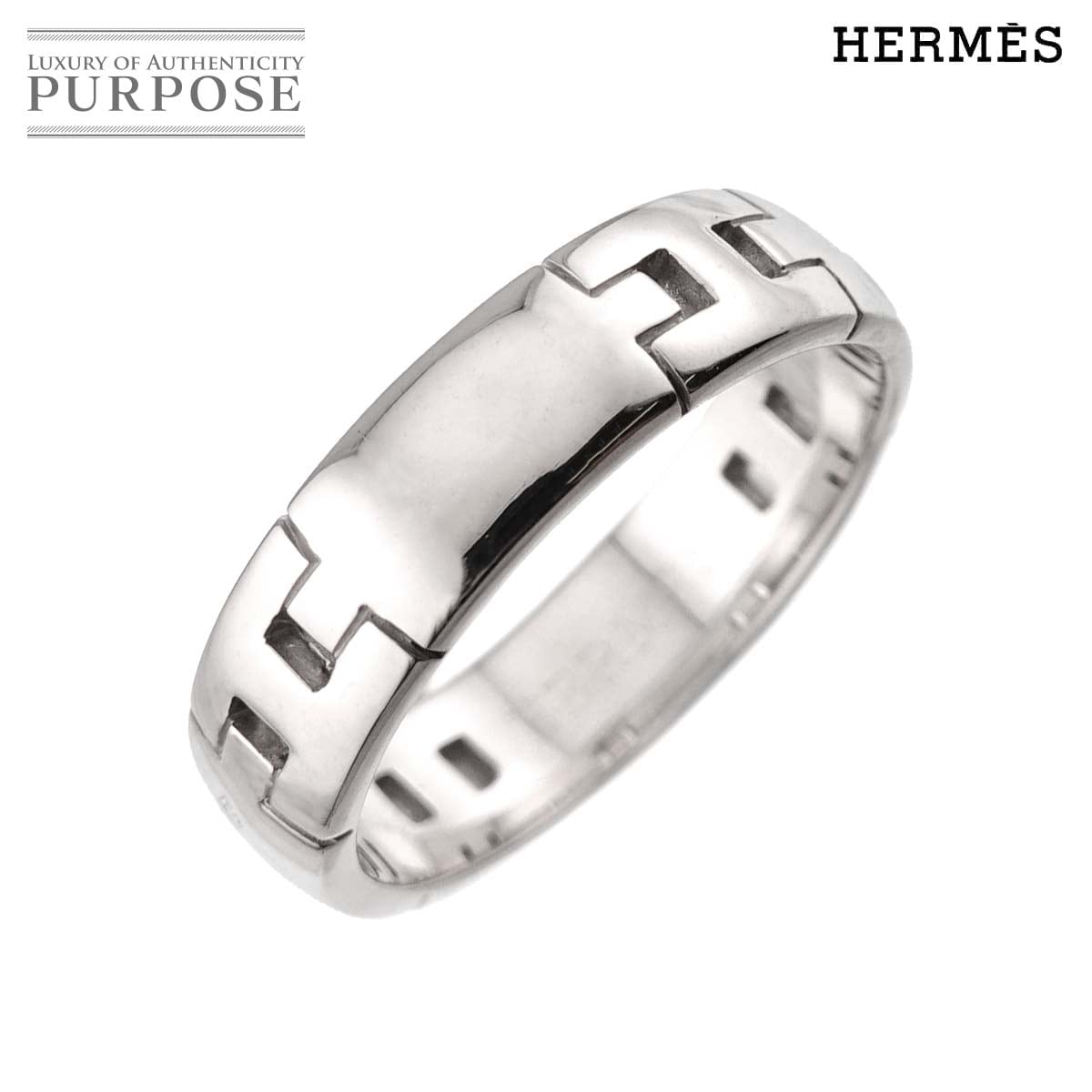 HERMES エヴァー ヘラクレス #55 リング K18 WG ホワイトゴールド 750 指輪 Hercules Ring エルメス 90340106