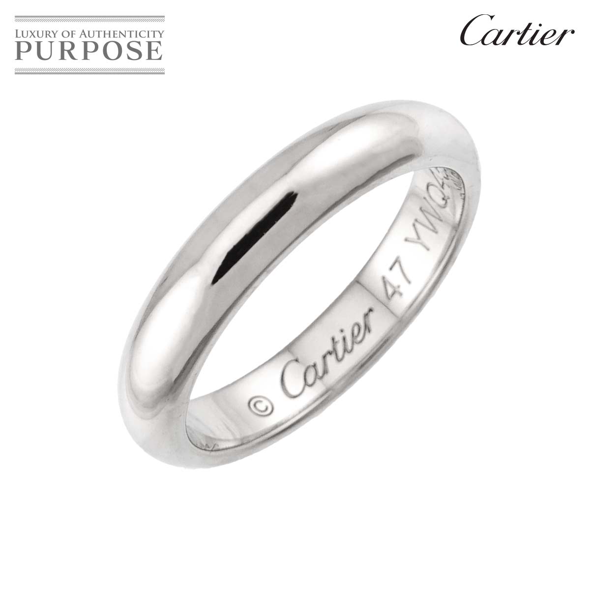 Cartier 1895 クラシック #47 リング Pt 幅3.5mm プラチナ 指輪 Classic Ring【証明書付き】 カルティエ 90340116