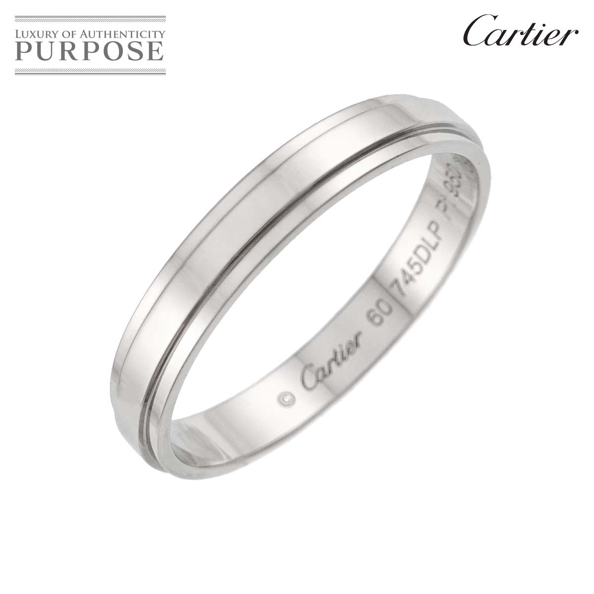 Cartier ダムール #60 リング 幅3.5mm Pt プラチナ 指輪 d Amour Ring【証明書付き】 カルティエ 90340124