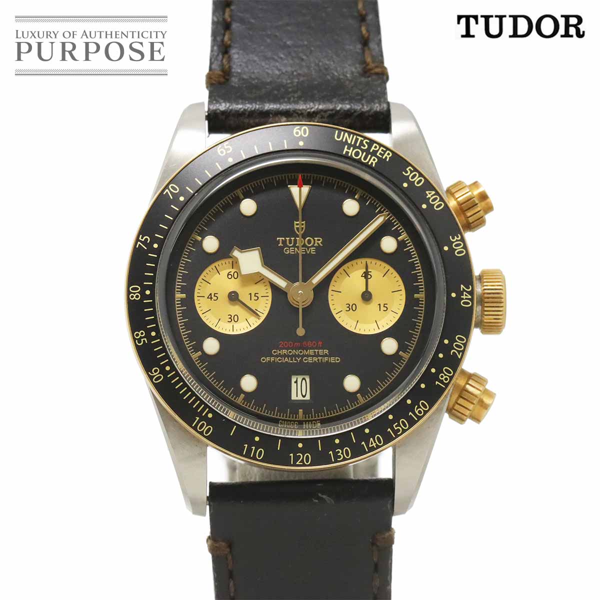 TUDOR ヘリテージ ブラックベイ クロノグラフ コンビ 79363N メンズ 腕時計 デイト ブラック YG イエローゴールド 自動巻き Heritage チューダー チュードル 90341578
