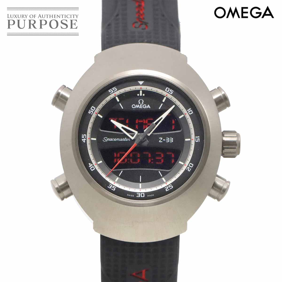 OMEGA スペースマスター Z-33 クロノグラフ 325 92 43 79 01 001 デジタルアナログ メンズ 腕時計 ブラック クォーツ ウォッチ Spacemaster オメガ 90342800