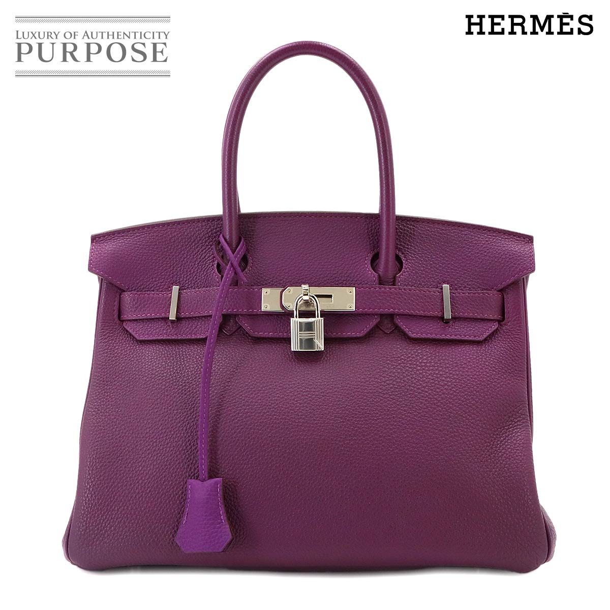 HERMES バーキン30 トゴ アネモネ ハンド バッグ シルバー 金具 □R刻印 Birkin エルメス 90325526