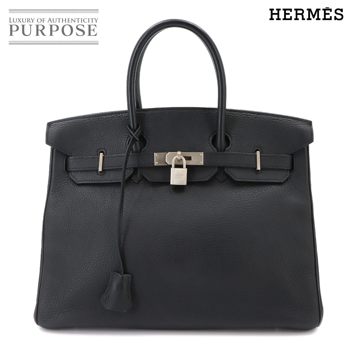 HERMES バーキン35 トゴ ブラック ハンド バッグ □D刻印 マットシルバー 金具 Birkin エルメス 90341968