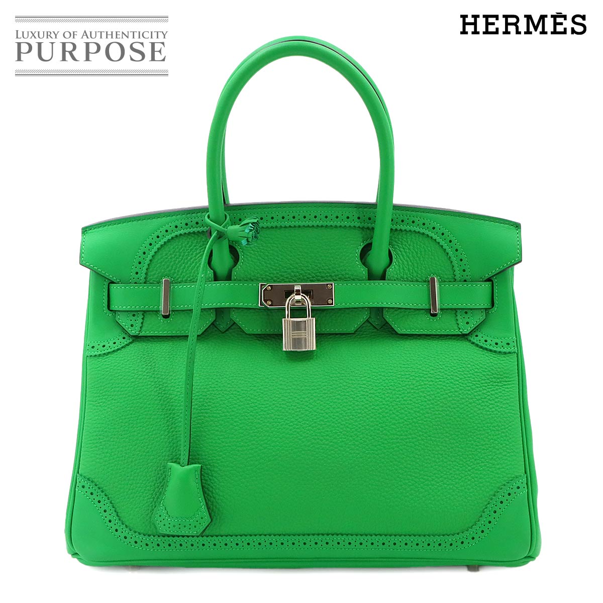 HERMES バーキン30 ギリーズ ハンド バッグ トゴ スイフト バンブー T刻印 シルバー 金具 Birkin Ghillies エルメス 90342296