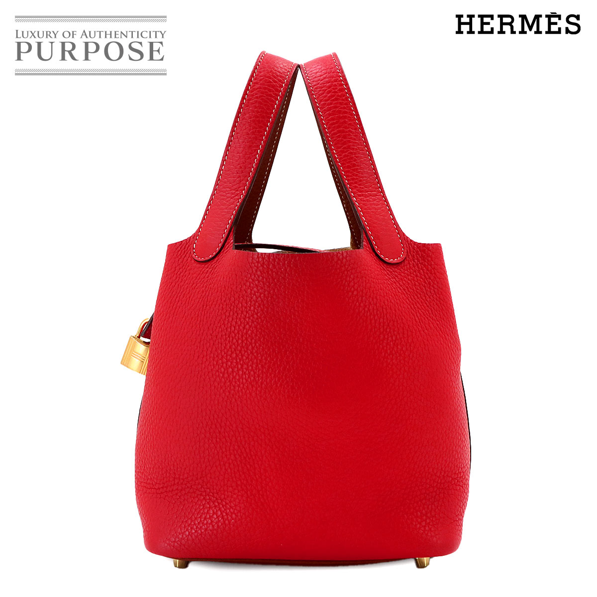 HERMES ピコタンロック PM カザック ハンド バッグ トリヨンクレマンス ルージュドクー ゴールド D刻印 Picotin Lock PM Casaque エルメス 90342351