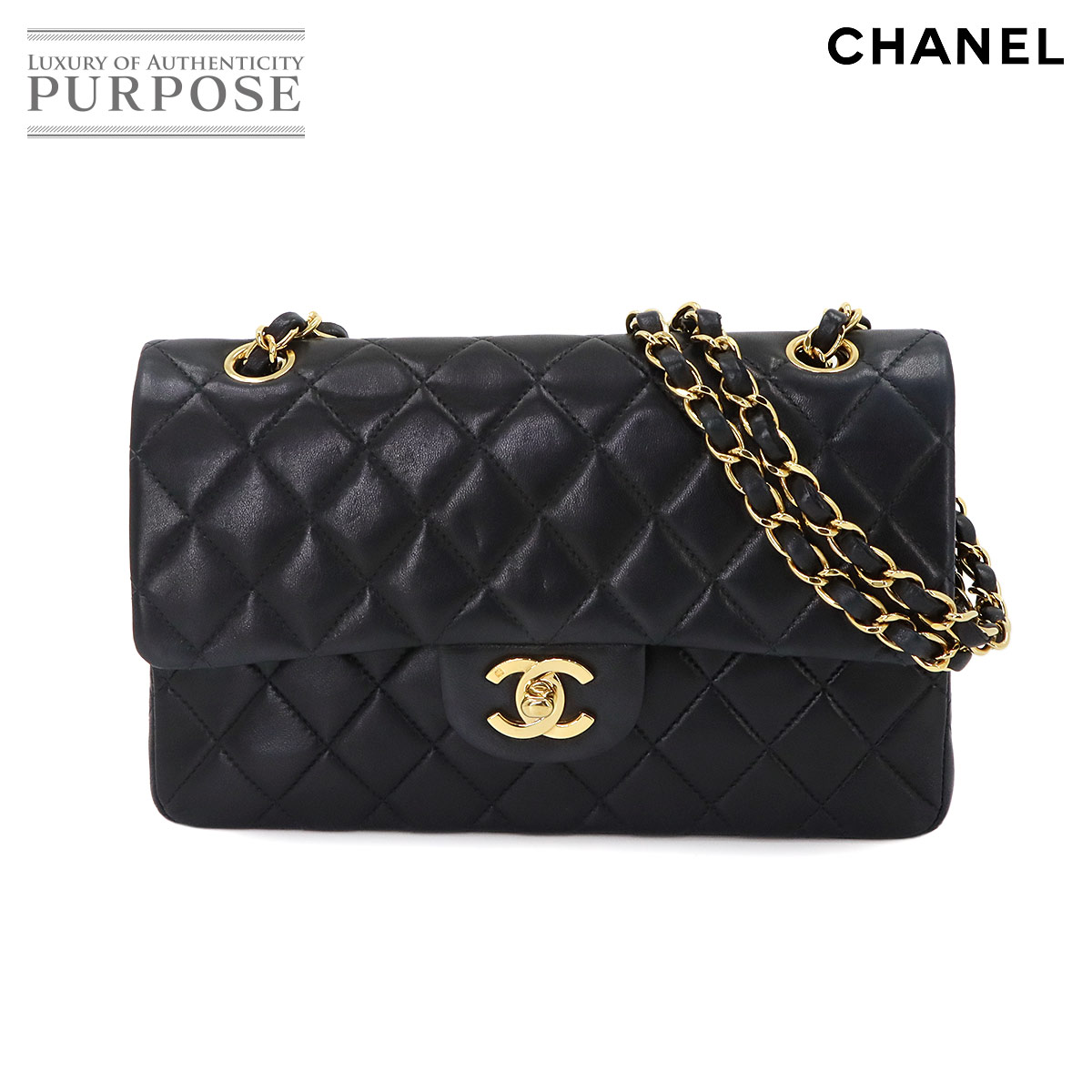 CHANEL マトラッセ 23 チェーン ショルダー バッグ ラムスキン ブラック A01113 ゴールド 金具 ヴィンテージ Matelasse 23 Bag シャネル 90342376