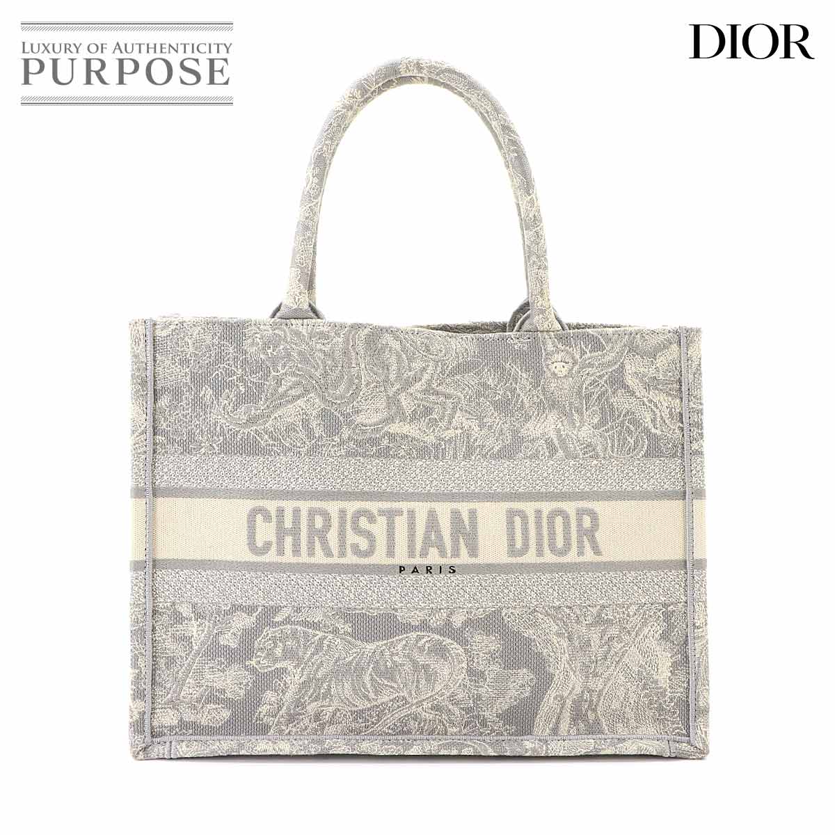 Christian Dior ブック トート ミディアム バッグ トワルドゥジュイ キャンバス グレー エクリュホワイト M1296ZTDT Book Tote Bag クリスチャン ディオール 90342979