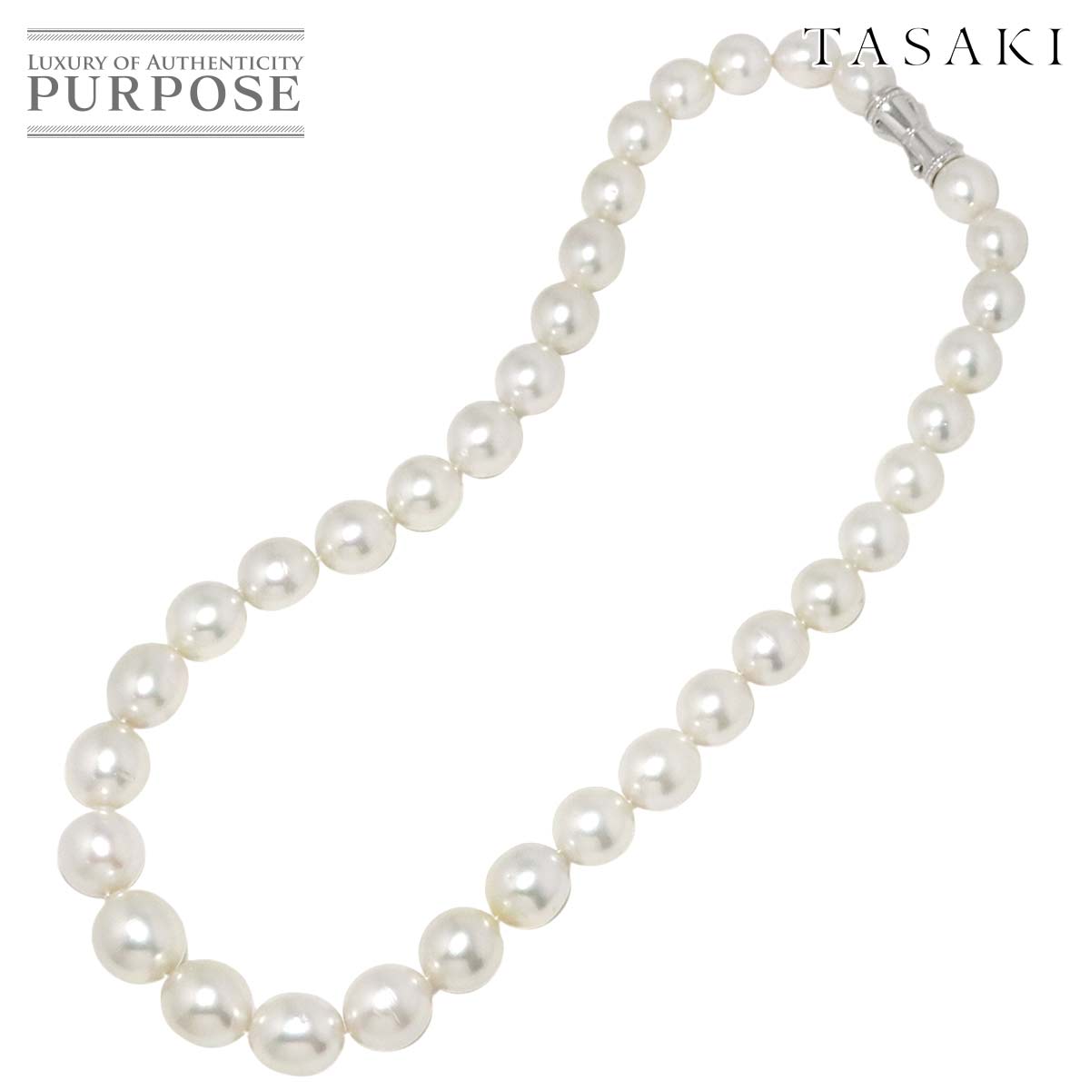TASAKI 白蝶真珠 14.2-10.2mm ネックレス 44cm SV シルバー 925 田崎真珠 パール South Sea pearl Necklace【証明書付き】タサキ 90290370